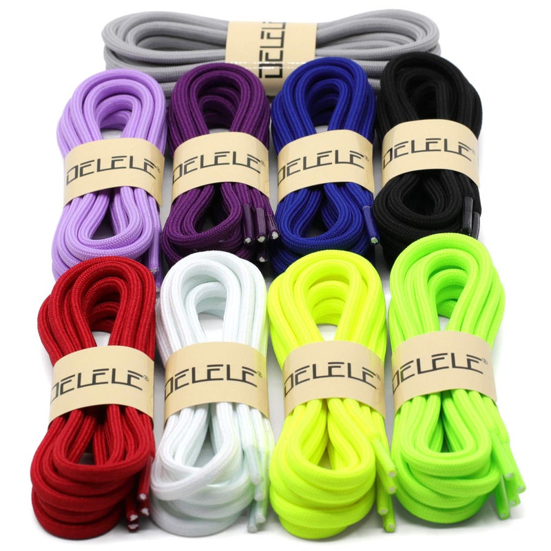 DELELE 2 Pair Round Solid Climbing Shoelaces Black Hiking Shoe Laces Boot Laces 53 inch - Image 5